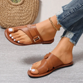 Women's Sandals - Genuine Leather - Open Toe - Comfortable Flat Sole - Casual Everyday
