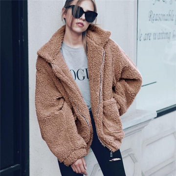 Plush Fleece Oversized High Collar Coat