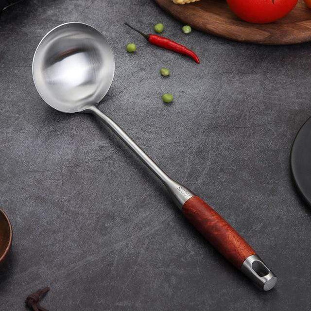 Stainless Steel And Wood Ergonomic Utensil Set