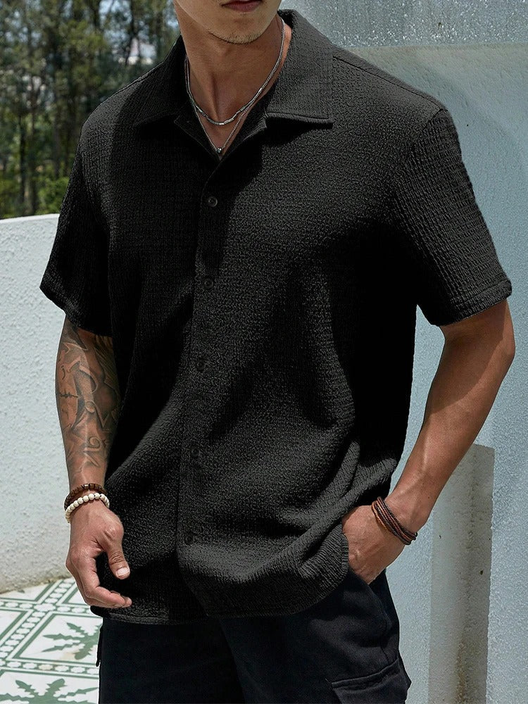 Textured Relaxed Fit Short-Sleeve Shirt