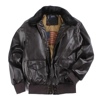 Lined Interior Ribbed Trim Leather Jacket