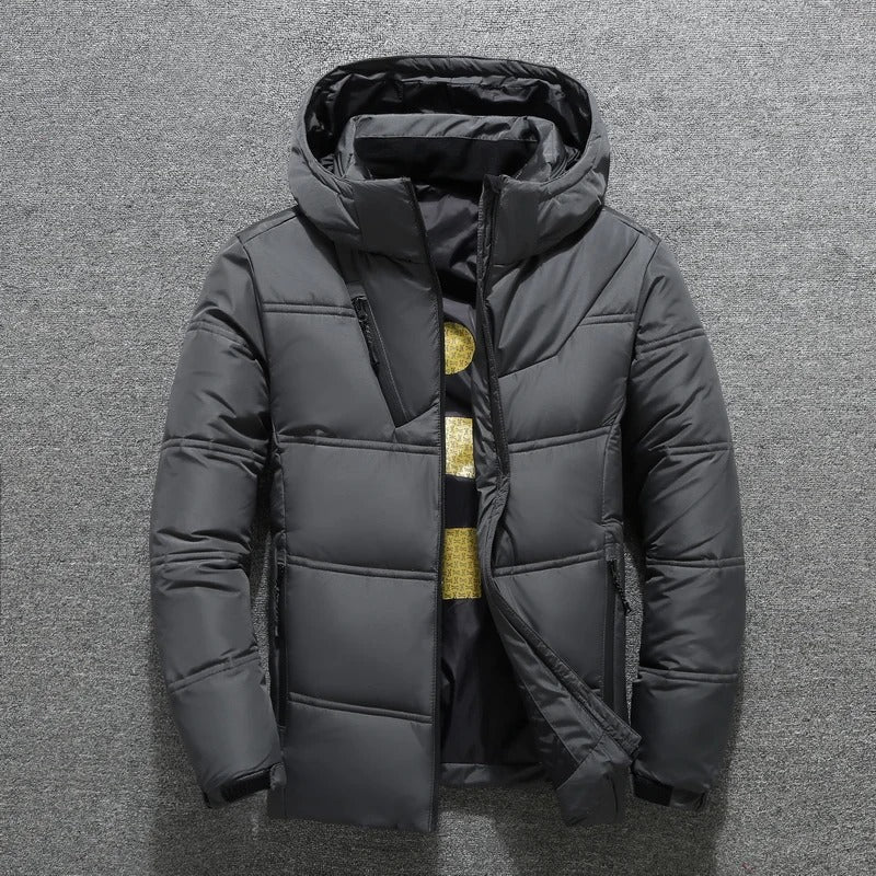 Water-Resistant Quilted Hooded Down Jacket