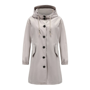 Nancy A-Line Raincoat | Hooded Button Front Raincoat
