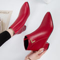 Women's Ankle Boots – Suede-like Material – Pointed Toe – Block Heel – Zipper