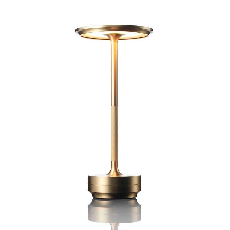 Brushed Brass And Wood Weighted Table Lamp