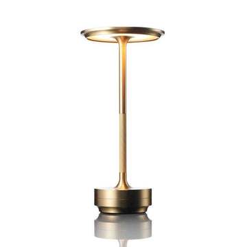 Brushed Brass And Wood Weighted Table Lamp