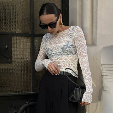 Lace Transparent Long Sleeve Top