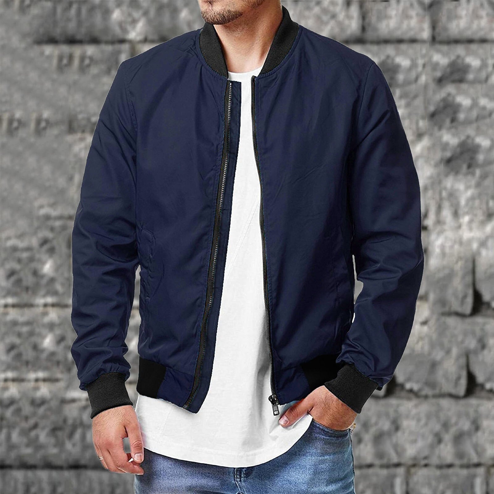 Men's bomber jacket – Regular fit – Lightweight – Ribbed edges – Breathable casual design