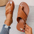 Women's Sandals - Genuine Leather - Open Toe - Comfortable Flat Sole - Casual Everyday